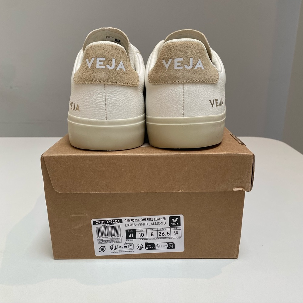 Veja Campo Leather Sneaker in White/Almond sz 41EU/10US New in Box - Picture 7 of 8